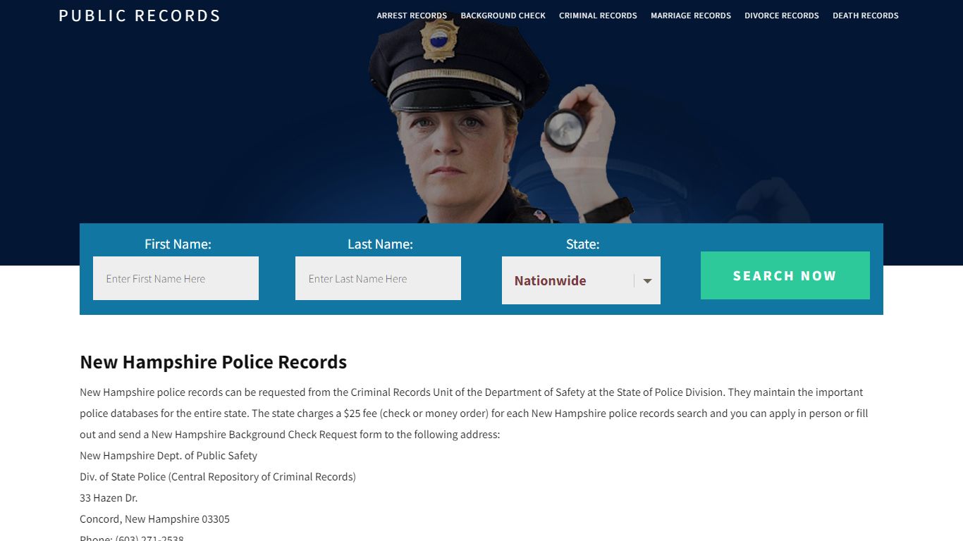 New Hampshire Police Records | Get Instant Reports On People