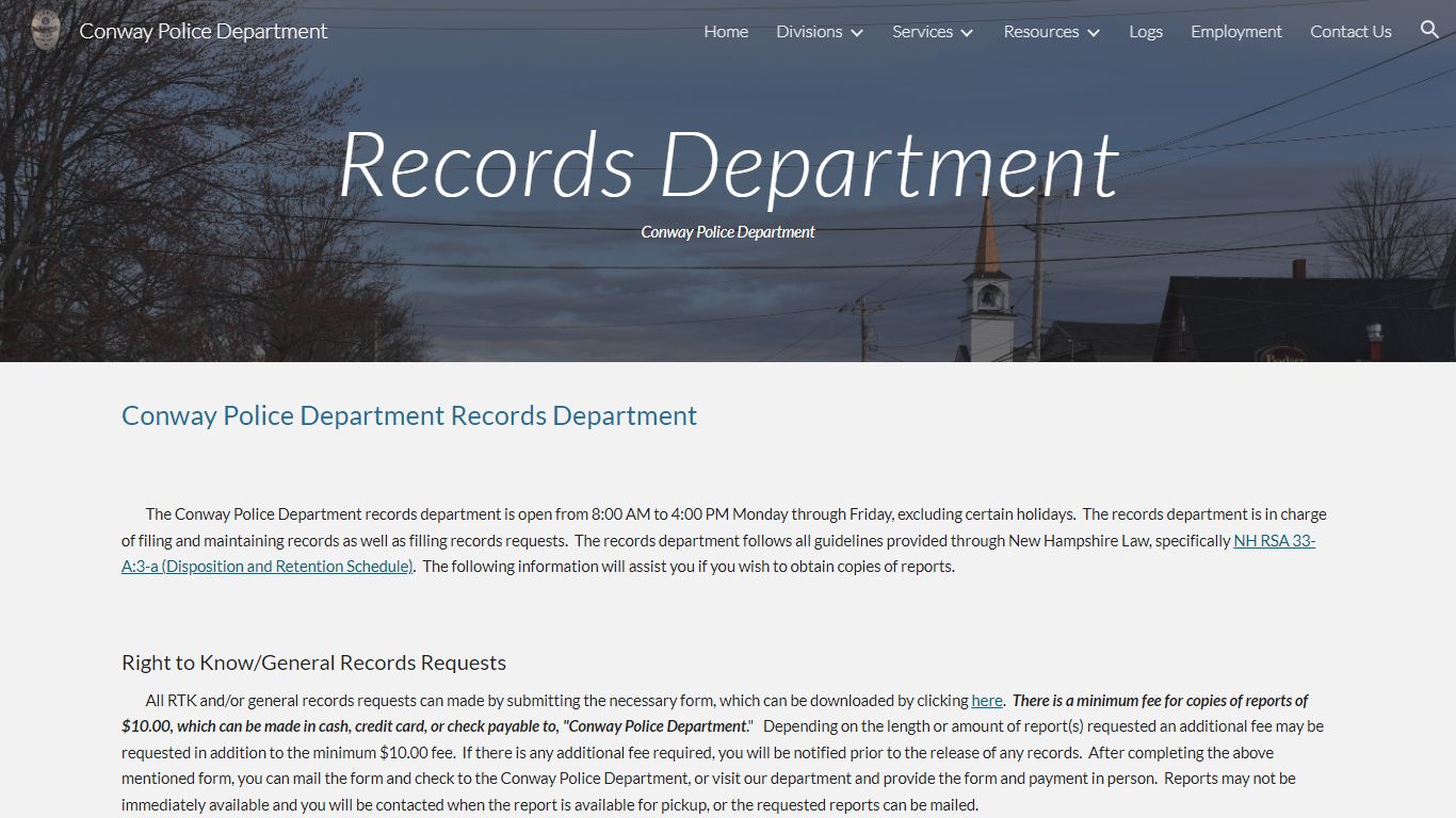 Conway Police Department - Records